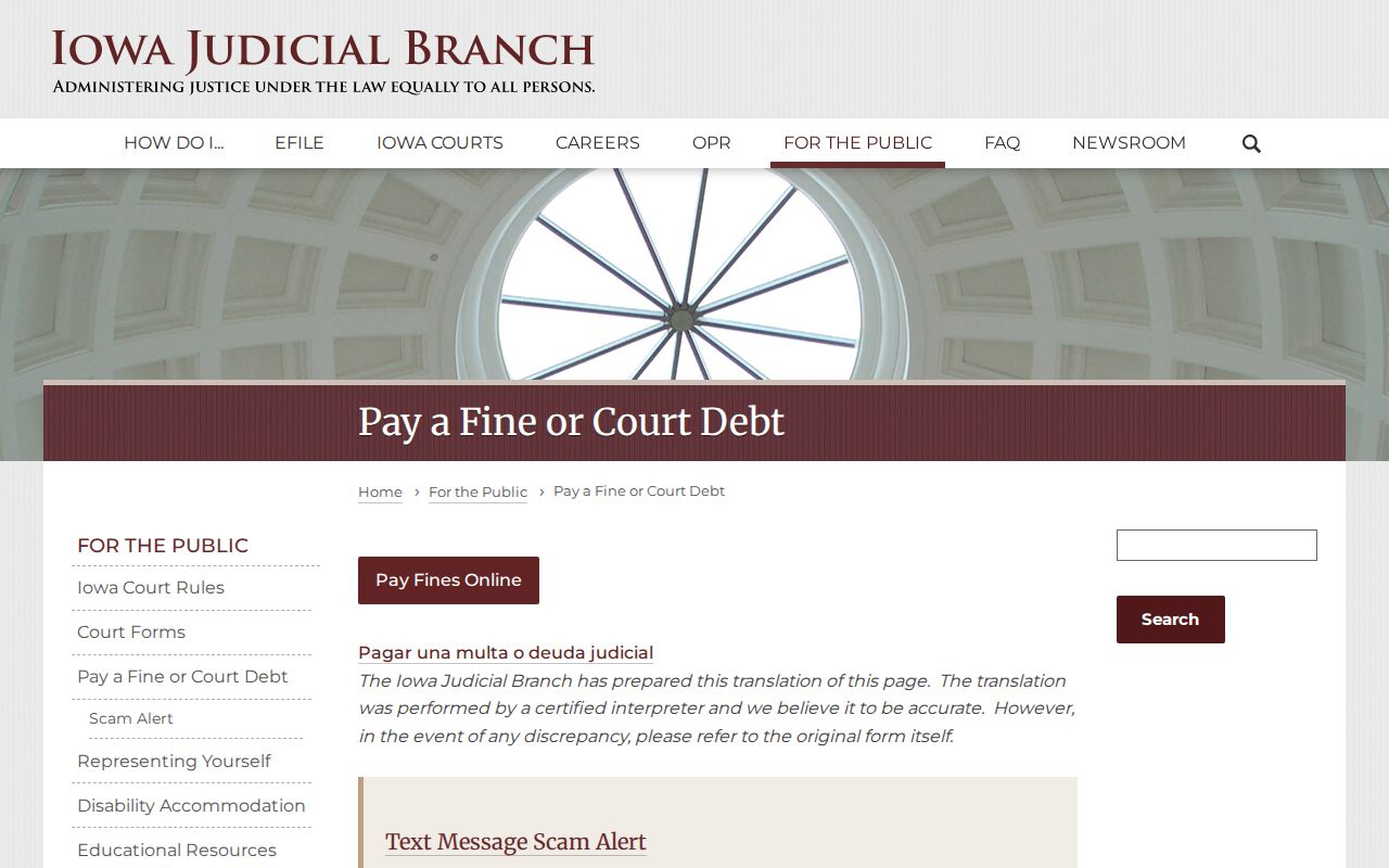 Iowa court payment guidance relevant to Guthrie County citation cases