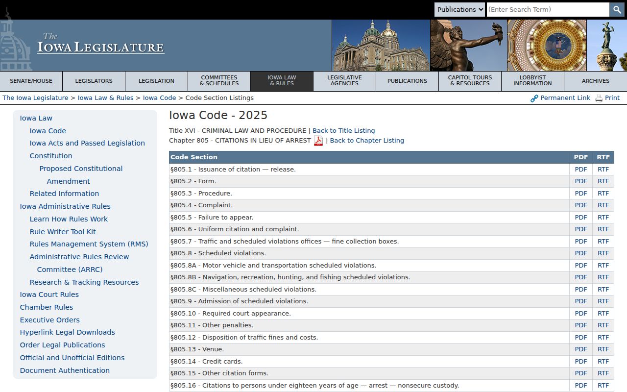 Iowa Code chapter 805 interface for Guthrie County failure-to-appear warrant law