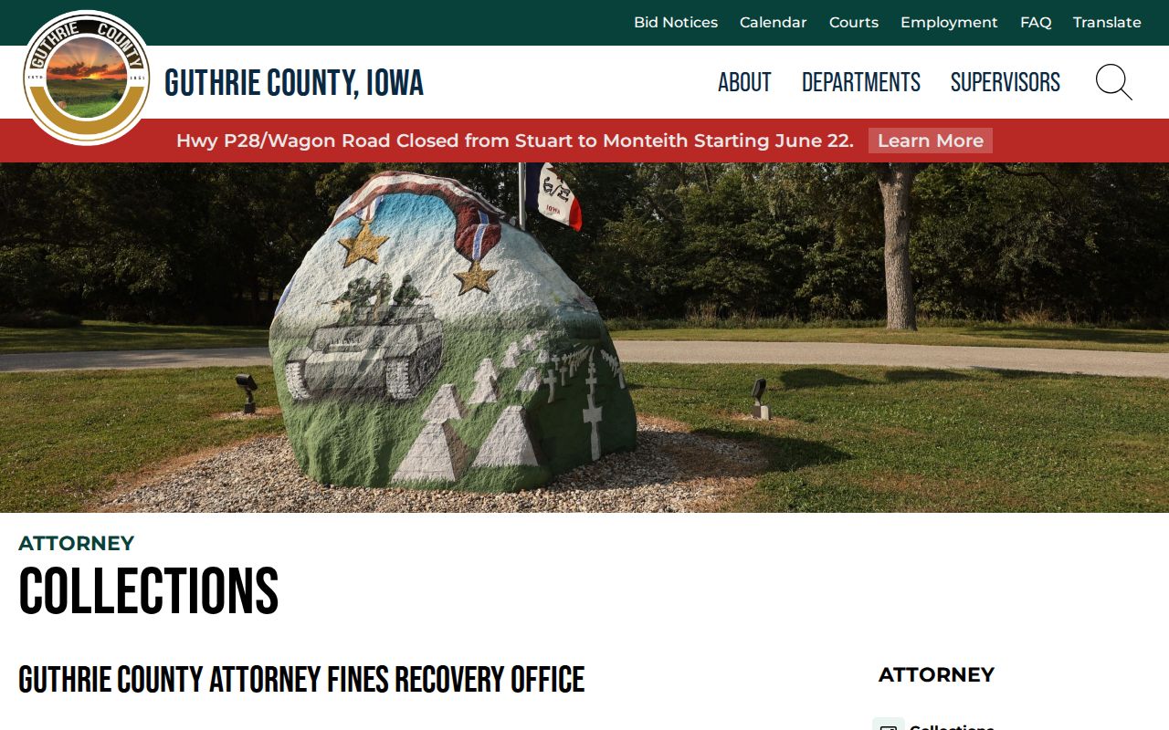 Guthrie County collections contact and court debt payment-plan links