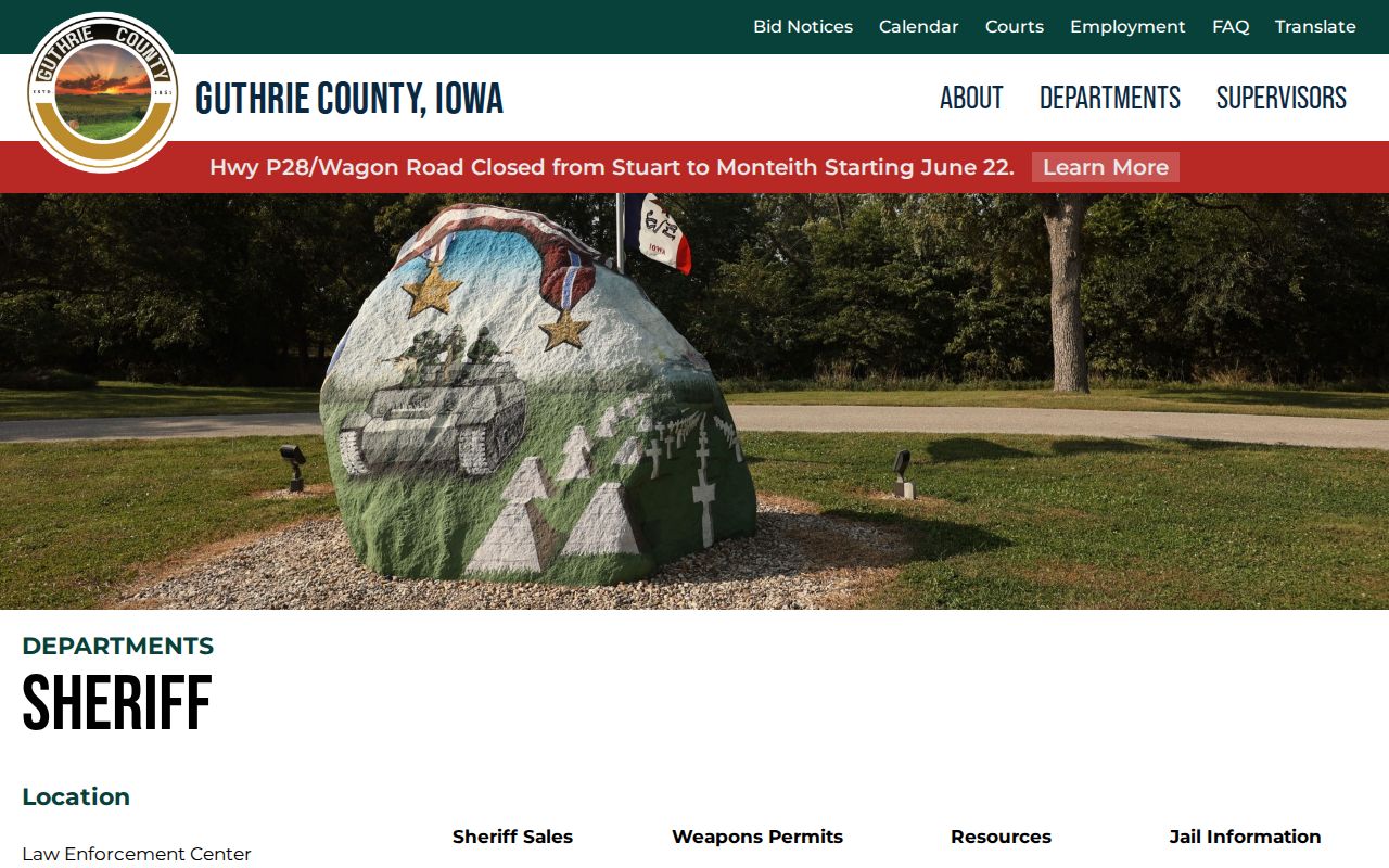Guthrie County warrant records sheriff contact page
